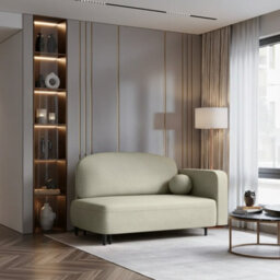 Solo Sofa Bed With Sleeping Function And Storage Compartment Polyurethane Foam Wooden Metal Legs 162X93X97Cm Light Green Right - thumbnail 1