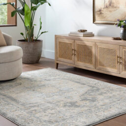 Livabliss Avellino-Vintage Beige Grey Blue Traditional Boho High Pile Living Dining Bedroom Rug 200 X 280 Cm Easy Care, Non Shedding - thumbnail 1