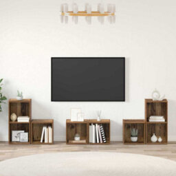 Berkfield Tv Cabinet Set 6 Pcs Old Wood Engineered Wood - thumbnail 4