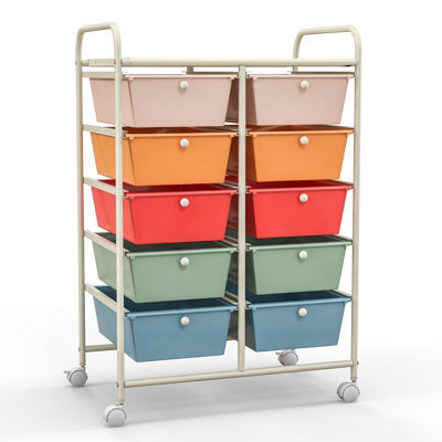Costway 10 Drawers Storage Trolley Mobile Rolling Utility Cart Home Office Organizer - image 1