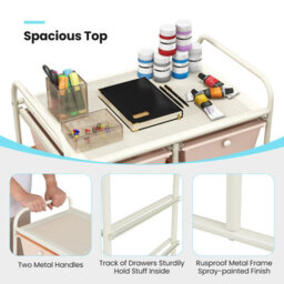 Costway 10 Drawers Storage Trolley Mobile Rolling Utility Cart Home Office Organizer - thumbnail 8