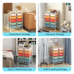 Costway 10 Drawers Storage Trolley Mobile Rolling Utility Cart Home Office Organizer - thumbnail 5