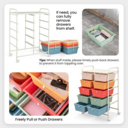 Costway 10 Drawers Storage Trolley Mobile Rolling Utility Cart Home Office Organizer - thumbnail 7