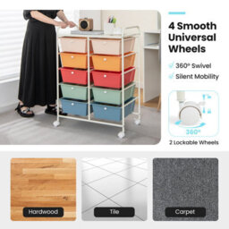 Costway 10 Drawers Storage Trolley Mobile Rolling Utility Cart Home Office Organizer - thumbnail 6
