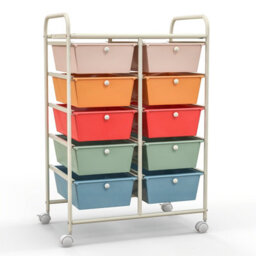 Costway 10 Drawers Storage Trolley Mobile Rolling Utility Cart Home Office Organizer - thumbnail 1