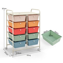 Costway 10 Drawers Storage Trolley Mobile Rolling Utility Cart Home Office Organizer - thumbnail 2