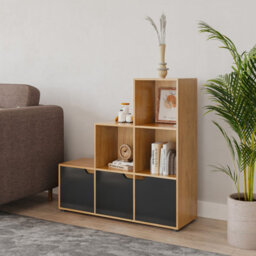 Urbn-Living 6-Cube Step Shelving Unit With Wooden Door - thumbnail 3