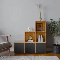 Urbn-Living 6-Cube Step Shelving Unit With Wooden Door - thumbnail 2