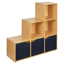 Urbn-Living 6-Cube Step Shelving Unit With Wooden Door - thumbnail 1