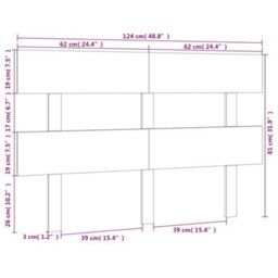 Berkfield Bed Headboard White 124X3X81 Cm Solid Wood Pine - thumbnail 6