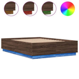 Berkfield Bed Frame With Led Without Mattress Brown Oak 120X200 Cm - thumbnail 2