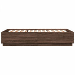 Berkfield Bed Frame With Led Without Mattress Brown Oak 120X200 Cm - thumbnail 7