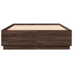 Berkfield Bed Frame With Led Without Mattress Brown Oak 120X200 Cm - thumbnail 6