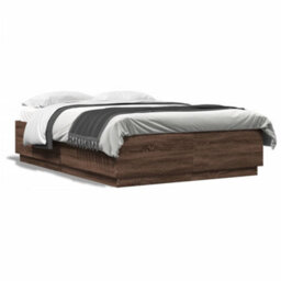 Berkfield Bed Frame With Led Without Mattress Brown Oak 120X200 Cm - thumbnail 5