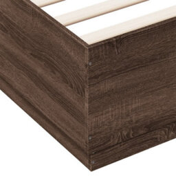 Berkfield Bed Frame With Led Without Mattress Brown Oak 120X200 Cm - thumbnail 9