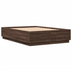 Berkfield Bed Frame With Led Without Mattress Brown Oak 120X200 Cm - thumbnail 8