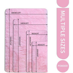Accessotech Medium Pink Shaggy Rug 120X170Cm Soft Fluffy Living Room Carpet Non Slip - thumbnail 3