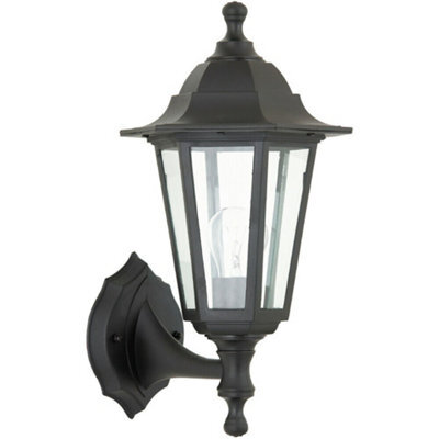 Ip44 Outdoor Wall Light Black Rust Proof & Glass Lamp Traditional Porch Lantern - image 1