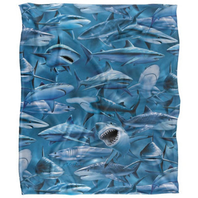 Royce Mcclure Attack Silky Great White Shark Supersoft Blanket Blue/grey (152Cm X 127Cm) - image 1