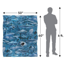 Royce Mcclure Attack Silky Great White Shark Supersoft Blanket Blue/grey (152Cm X 127Cm) - thumbnail 5