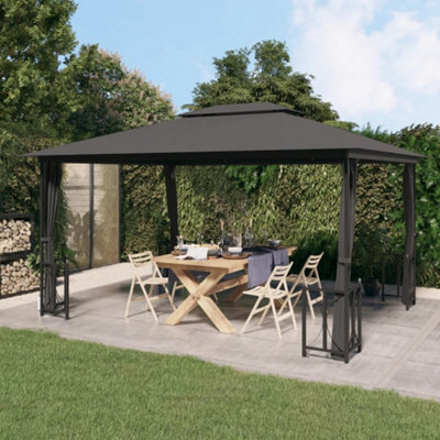 Berkfield Gazebo With Sidewalls&double Roofs 3X4 M Anthracite - image 1