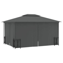 Berkfield Gazebo With Sidewalls&double Roofs 3X4 M Anthracite - thumbnail 4