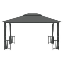Berkfield Gazebo With Sidewalls&double Roofs 3X4 M Anthracite - thumbnail 3