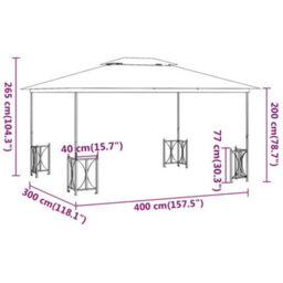 Berkfield Gazebo With Sidewalls&double Roofs 3X4 M Anthracite - thumbnail 6