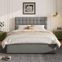 Merax 4Ft6 Double Upholstered Bed 135 X 190 Cm, Hydraulic Storage Bed With 3 Drawers, Soft Headboard And Pu Finish, Grey - thumbnail 2