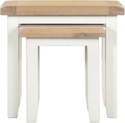 Seconique Windsor Nest Of 2 Tables Ivory With Real Oak Tops Fully Assembled - thumbnail 3