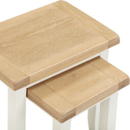 Seconique Windsor Nest Of 2 Tables Ivory With Real Oak Tops Fully Assembled - thumbnail 5