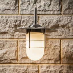 Pacific Lifestyle Steel  Fisherman Garden Wall Light Outdoor Silver Retro Opaque Glass Wall Lantern