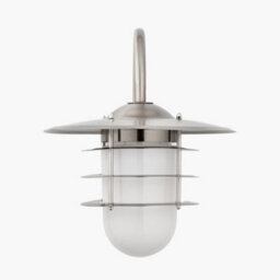 Pacific Lifestyle Steel  Fisherman Garden Wall Light Outdoor Silver Retro Opaque Glass Wall Lantern - thumbnail 2