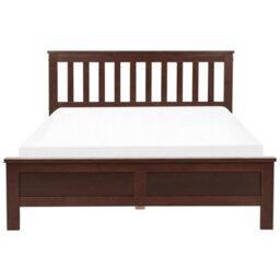 Beliani Bed Pine Wood Mayenne 140 X 200 Cm (Eu Double) Dark Brown - thumbnail 4