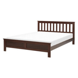 Beliani Bed Pine Wood Mayenne 140 X 200 Cm (Eu Double) Dark Brown - thumbnail 1