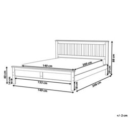 Beliani Bed Pine Wood Mayenne 140 X 200 Cm (Eu Double) Dark Brown - thumbnail 3