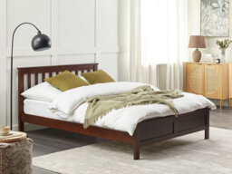 Beliani Bed Pine Wood Mayenne 140 X 200 Cm (Eu Double) Dark Brown - thumbnail 2