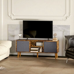 Homcom Modern Tv Cabinet Stand W/ Shelves & Drawers, Bedroom Rustic Brown - thumbnail 8