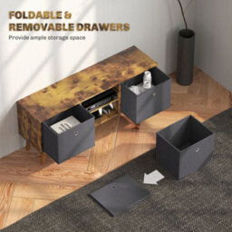 Homcom Modern Tv Cabinet Stand W/ Shelves & Drawers, Bedroom Rustic Brown - thumbnail 5