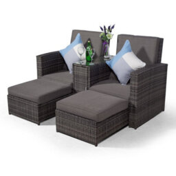 Giardino Nevada Double Reclining Rattan Sun Loungers Set - Grey - thumbnail 4