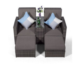 Giardino Nevada Double Reclining Rattan Sun Loungers Set - Grey - thumbnail 6