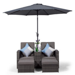 Giardino Nevada Double Reclining Rattan Sun Loungers Set - Grey - thumbnail 1