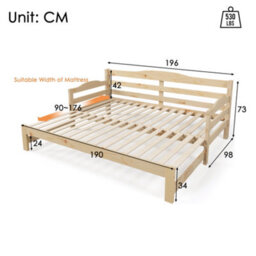 Matteo Versatile Daybed Cabin Bed With Pull-Out Trundle, 3Ft Single - 90 X 190 Cm, Natural Finish - thumbnail 9