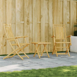 Berkfield 3 Piece Bistro Set Bamboo - thumbnail 1