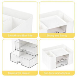 White 2-Drawer Desk Organizer With Pen Holder - thumbnail 5