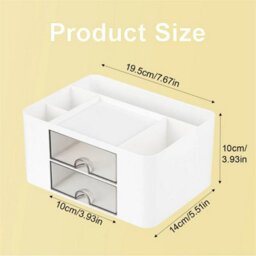 White 2-Drawer Desk Organizer With Pen Holder - thumbnail 3