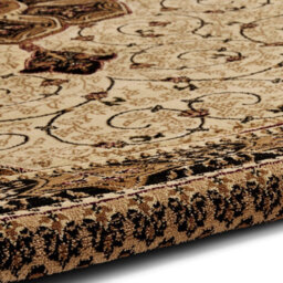 Cream Traditional Easy To Clean Bordered Floral Rug For Dining Room-200Cm X 290Cm - thumbnail 9
