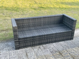 Fimous Outdoor Lounge Sofa Set Wicker Pe Rattan Garden Furniture Set With Oblong Coffee Table Dark Grey Mixed - thumbnail 4