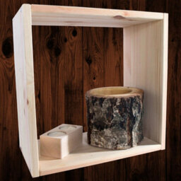 Woodeedoo Set Of 4 Pine Cube Shelves Square Wall Mount Storage Display Boxes In Natural Wood 31.5 X 17 X 31.5 Cm - thumbnail 4