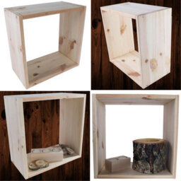 Woodeedoo Set Of 4 Pine Cube Shelves Square Wall Mount Storage Display Boxes In Natural Wood 31.5 X 17 X 31.5 Cm